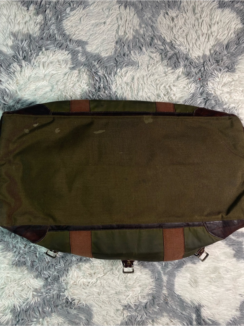 Vtg Lewis Creek Duffle Bag Travel Fishing Leather Missing Shoulder Strap USA - Picture 9 of 10